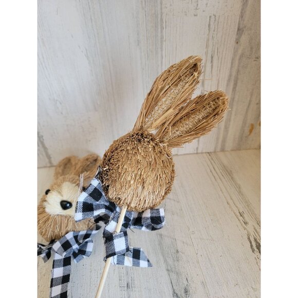 Bristle easter bunny head pick set bow plaid rabbit - Picture 8 of 10